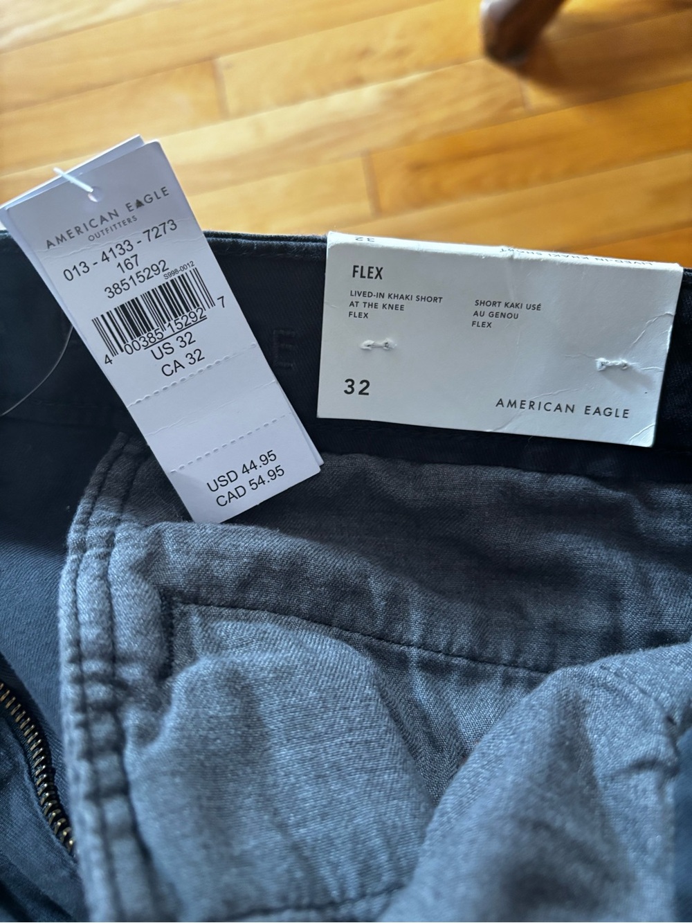 American Eagle Outfitters Men's Charcoal Flat Front Flex Shorts